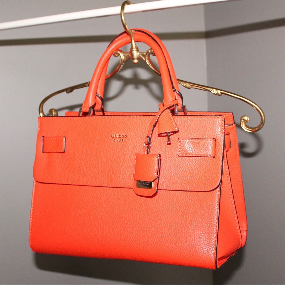 Guess Orange Cate Satchel Purse - Picture 5 of 15